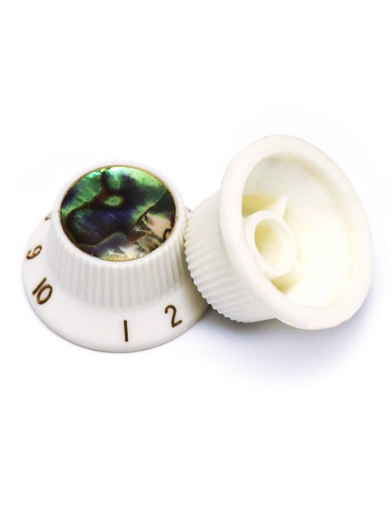 Rubatone Guitar Knobs Abalone Top Speed Control Knobs 6mm Shaft Pots Volume Tone Knob Compatiable with Strat Stratocaster Electric Guitar Set of 3Pcs White. - Image 4